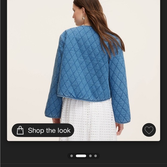 Blue Quilted Jean Jacket with Cropped Fit - Picture 2 of 4